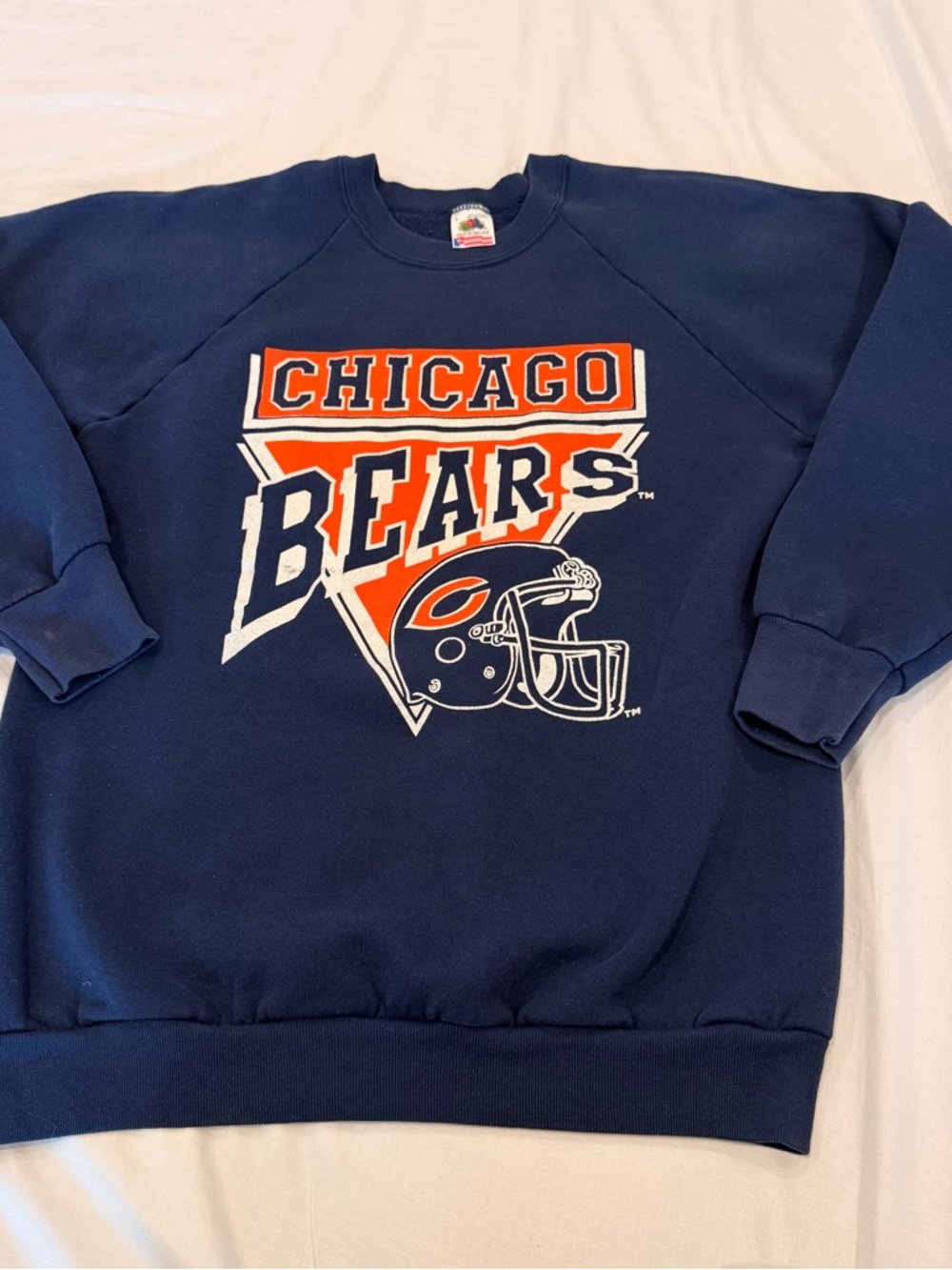 Vintage Fruit of the Loom Navy Chicago Bears Crewneck Team Logo